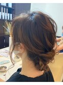 ルーズアップ　浴衣　シニヨンアレンジ