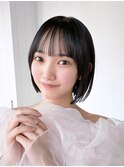 ナチュラルボブ_斜めバンググレージュカラー_ba463251