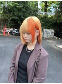 抜きっぱなしブロンド×ポイントカラー(オレンジ)