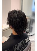波巻きツイストスパイラルセンターパートツーブロックウルフ