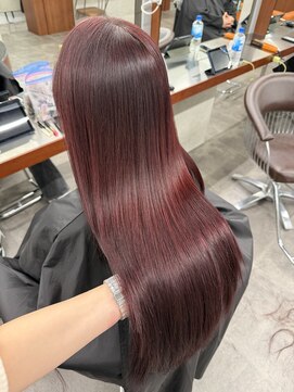 ニコ トウキョウ 渋谷(nico TOKYO) ダブルカラーチェリーレッドピンクブラウン韓国レイヤーロング