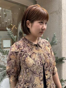 ブリーチなしオレンジベージュ×ボブ