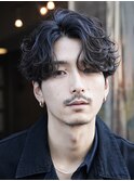 原宿メンズセンターパートニュアンスフェザーパーマルーズパーマ