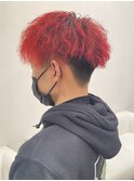 メンズ 成人式ヘア 気合いのレッドスパイラル