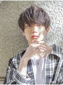 小久保☆マニッシュ短髪パーマサファイアブルーカーキベージュ