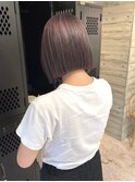ラベンダーグレージュミルクティーグレー内巻きボブミニボブ艶髪