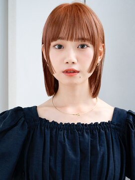 レノラ 本町(LENORA) ◯シンプルストレートぱっつん前髪オレンジブラウン暖色カラー