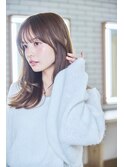大人かわいい前髪セシルカットココアブラウンフリンジウェーブ