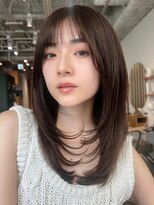 ノイカーム(noi Calm) 顔周りレイヤーカットくびれヘアミルクティーベージュカラー
