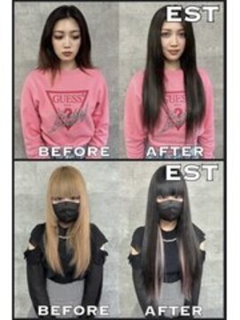 エスト 大阪梅田(EST) レミー100%高級人毛/53cm☆シールエクステ80枚+馴染ませカット