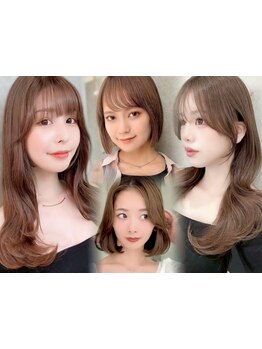 顔周り/前髪の繊細なカットで必ず似合うスタイルを。ケアブリーチ/ブリーチなしダブルカラーが人気[横浜]