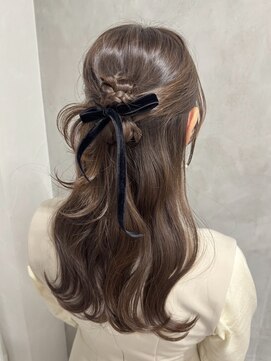 オモチャ 銀座(OMOCHA) リボンハーフアップ/大人可愛いロング