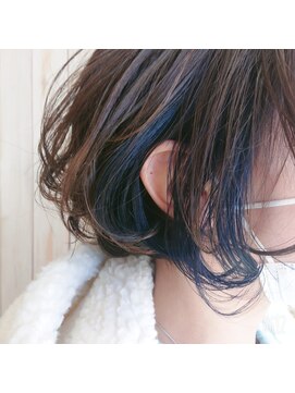 ヘアーアンドメイクサワ 佐久店(sawa) インナーカラー/ダークブルー/ふわゆる/大人可愛い／ボブ
