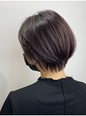 大人可愛い/透明感/ピンクグラデーション/丸みショートボブ