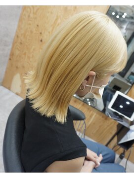 ヘアテリア リュウ 大塚(hair teria ryu) 切りっぱなし外はねボブ×抜きっぱなしブロンド