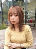 ミディアムレイヤーカットボブウルフ/10代20代/インナーカラー