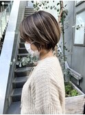 NUDE 前髪なしショート 横顔美人 10代20代30代40代  ハイライト