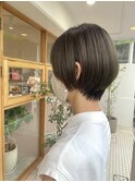 ショートボブ/オリーブブラウン/丸みショート