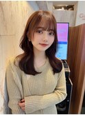 黒髪ボブルフネビージュワンレンくびレイヤーミディアムヘア