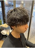 緩め波巻きパーマ/ショートネイプ/ドライワックス