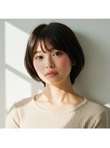 30代40代小顔ヘア簡単スタイリングくせ毛カバー丸みショートボブ