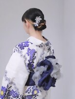 コークス 原宿 表参道(COKETH) ★インナーカラーの見えるまとめ髪。兵児帯を2種類使った帯結び