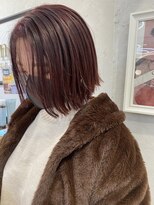 ロンドプランタン 恵比寿(Lond Printemps)&nbsp;切りっぱなしボブ　ワインレッドカラー