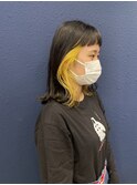 インナーカラー＋ぱっつんミディアムロング