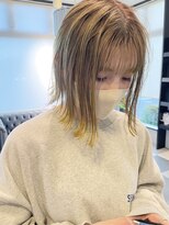アース 小松店(HAIR&MAKE EARTH)&nbsp;ミルクティーベージュケアブリーチ裾カラー切りっぱなし