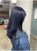 インナーカラー/ネイビー/シルバー/ダブルカラー/ロングレイヤー