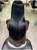 髪質改善XアッシュブラックX縮毛矯正Xレイヤーロング