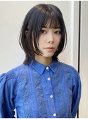 耳掛けが可愛い顔まわりレイヤーカットミディアムトリートメント