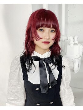 レコ 渋谷(LECO) ワインレッドダブルカラーロングヘア