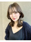 韓国風ミディアムレイヤー 髪質改善 縮毛矯正 姫カット カール