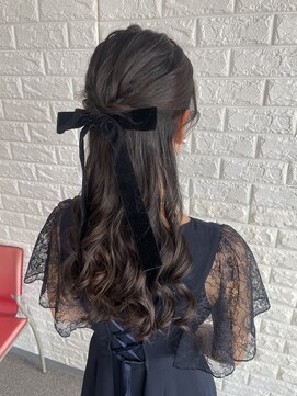 アメジスト(amethyst) 結婚式・パーティー☆ハーフアップ/リボンアレンジ/ロング