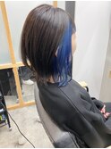 レイヤーボブ×ブルーインナーカラー