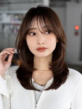 エインアンリー 明治神宮前(AIN.ANLY.) ホワイトグレージュミニウルフデジタルパーマチェリーブラウン