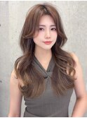 【佐京】大人レイヤーカット　センターパート　ショコラブラウン