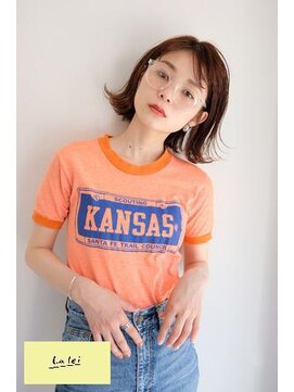ラレイ(Lalei) 【表参道/青山】オレンジベージュ切りっぱなしボブ【ささき】