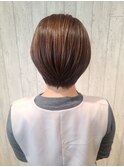 首元すっきりナチュラルショートブラウン大人かわいいストレート