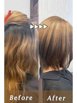 ヘアー リードレス(hair Re:dress) 髪質改善ミディアムボブストレートブラウンナチュラル