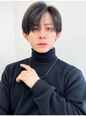 毛流れハンサムショートセンターパートメンズ黒髪爽やか