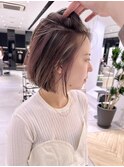 大人かわいいハイライトインナーカラーくすみピンクベージュ