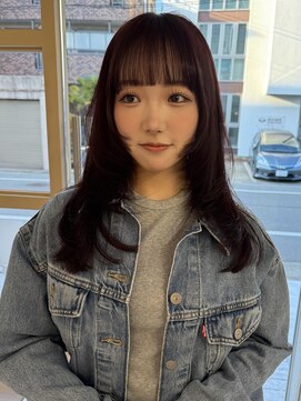 バベル アット フルリール 甲子園口(BABEL at fleurir) 艶髪ワインレッド髪質改善レイヤーカットピンクブラウン