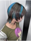 brown × turquoise blue