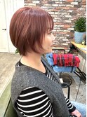ショート　カッパーピンク　ブリーチ無しダブルカラー
