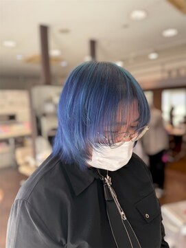 ヘアーショップ エヌアンドエー 幸手店(hairshop N&A) 透明感ネイビーブルーボブ