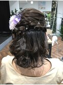 サイド編み込みハーフアップ