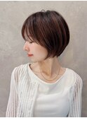大人ショート前髪ありひし形丸顔面長絶壁エラ張り K20240623