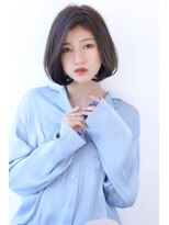 オーロ(ORO)&nbsp;透明感抜群アッシュブラック前髪なし大人ボブ